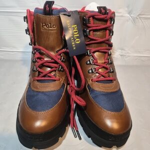 Polo by Ralph Lauren Men's Brown and Red Hiking Boots Size 10.5 New No Box